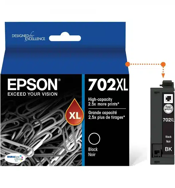 Epson 702XL DURABrite Ultra Black Ink Cartridge [T702XL120-S]