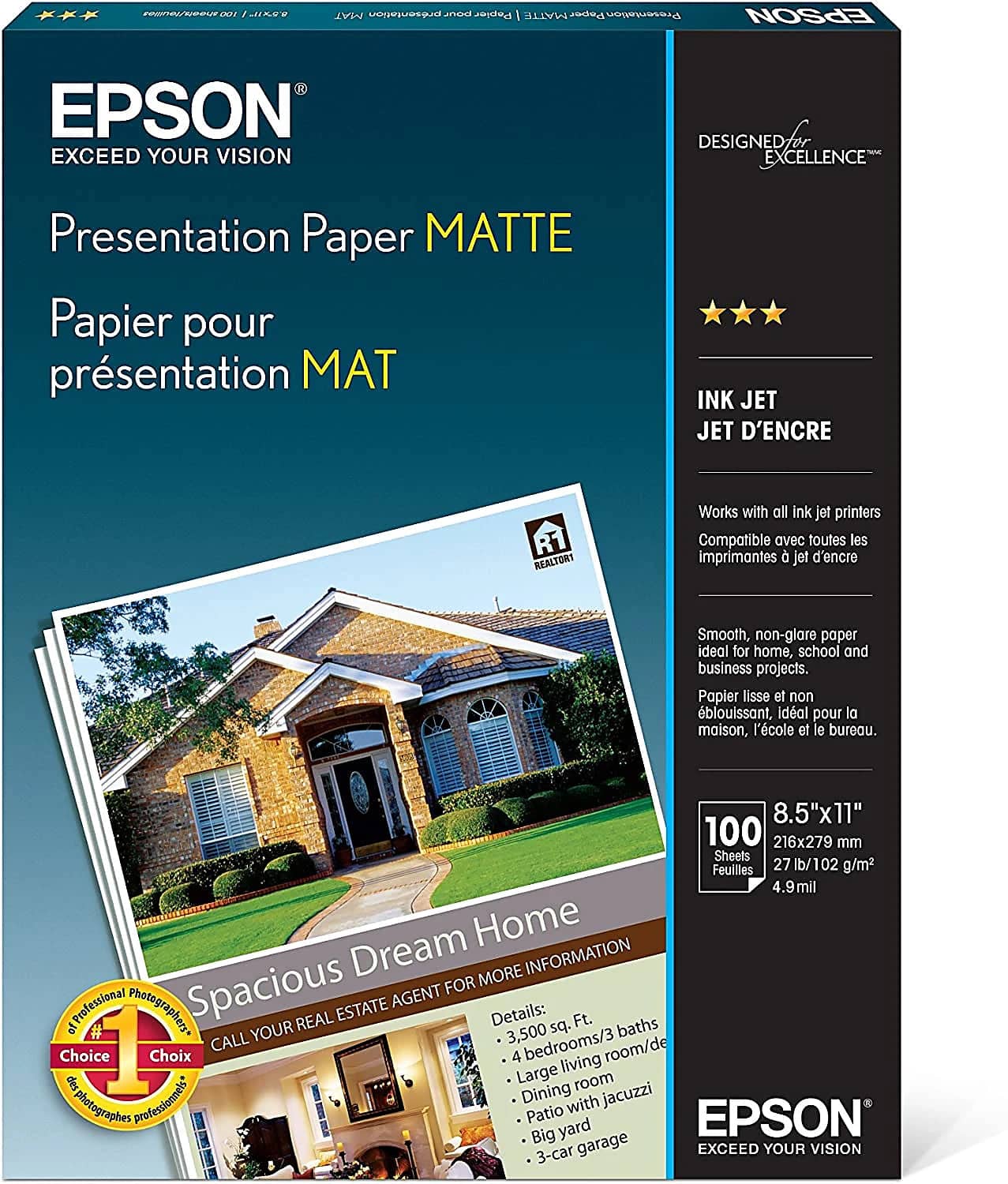 Epson Presentation Paper Matte 8.5" x 11" - 100 Sheets [S041062]