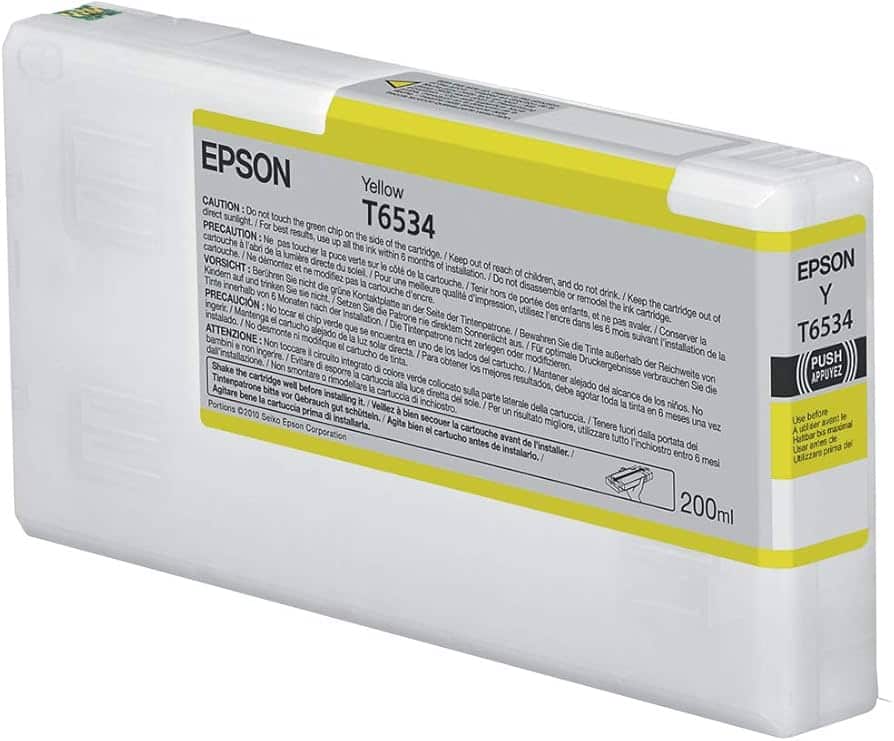 Epson T653 UltraChrome HDR 200 mL Yellow Ink Cartridge [T653400]
