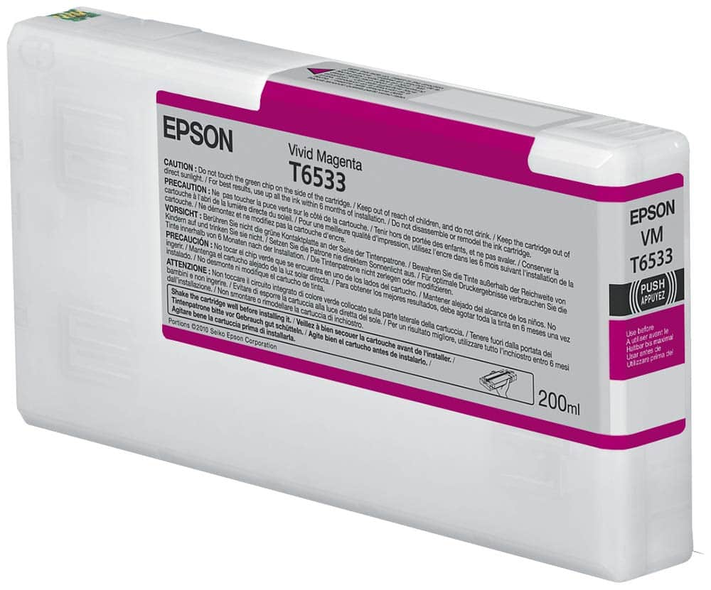 Epson T653 UltraChrome HDR 200 mL Vivid Magenta Ink Cartridge [T653300]